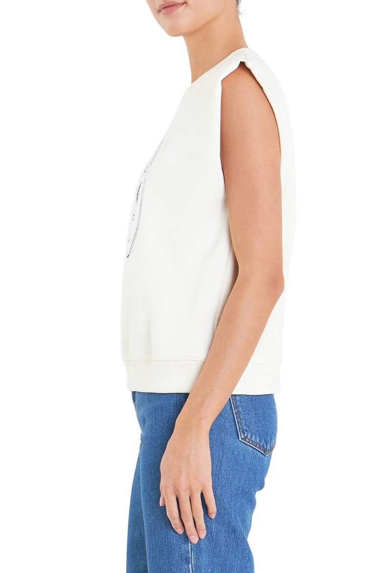 Sports Club EF Patch Sleeveless Cotton Graphic Sweatshirt, Alternate, color, WHITE