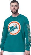 STARTER Men's Starter Aqua Miami Dolphins Clutch Hit II Vintage Logo Long-Sleeve T-Shirt