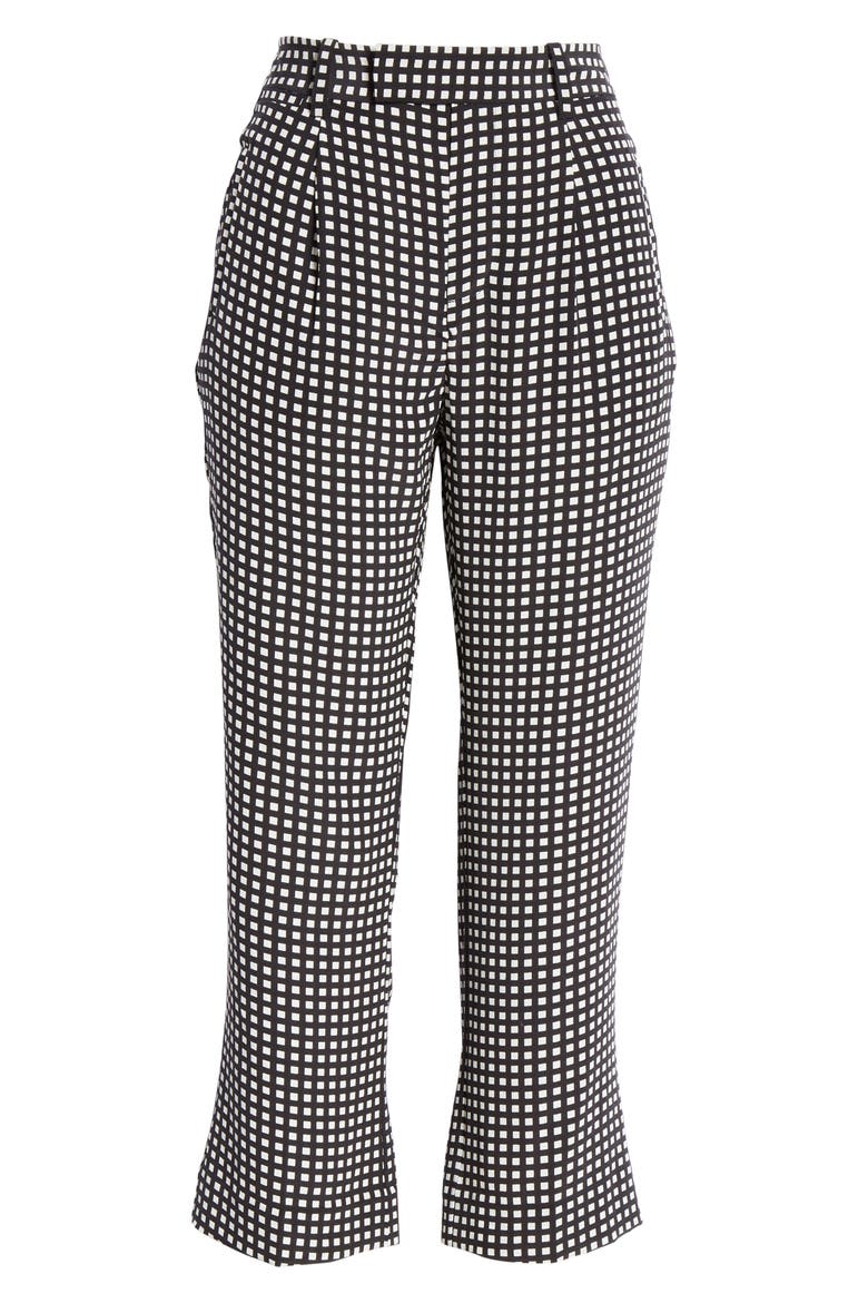 Bergen Check Crop Pants, Alternate, color, TRUE BLACK NATURAL WHITE
