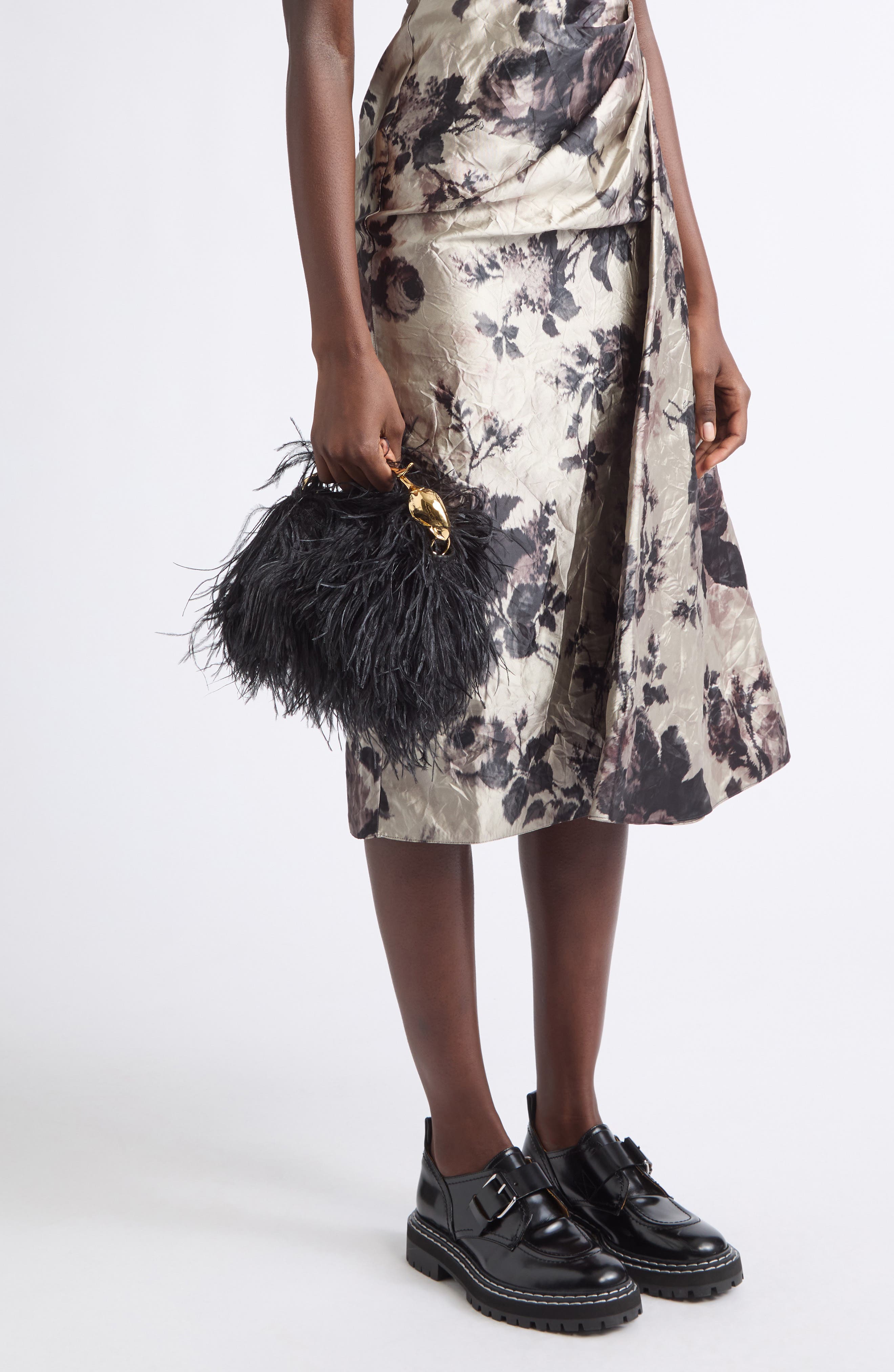 Mini Bloom Feather Bag, Alternate, color, BLACK