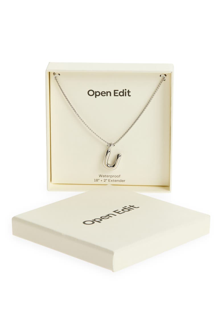 Waterproof Bubble Initial Pendant Necklace, Main, color, U- SILVER