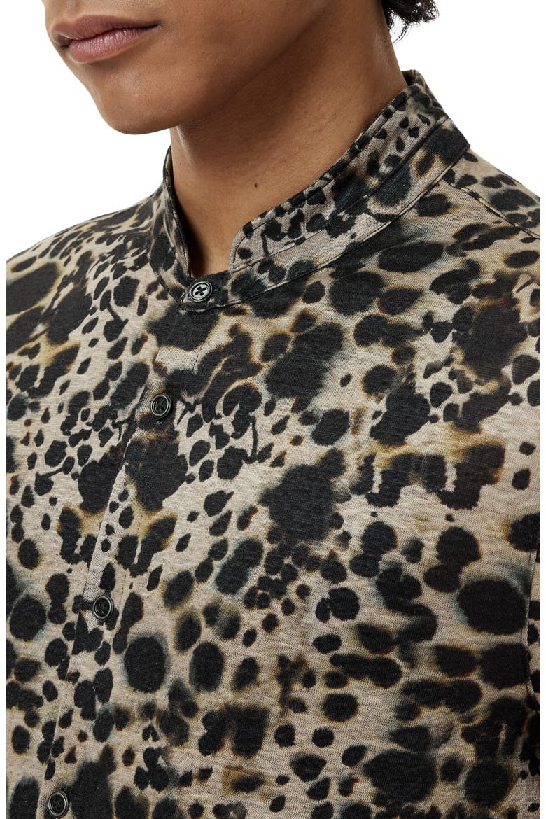 Marini Leopard Print Short Sleeve Button-Up Shirt, Alternate, color, SMOKED PEARL GREY