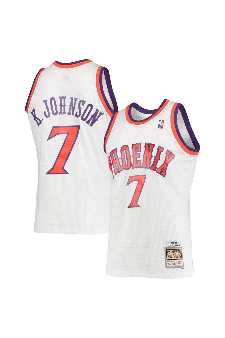 Men's Mitchell & Ness Kevin Johnson White Phoenix Suns 1989-90 Hardwood Classics Swingman Jersey, Main, color, White