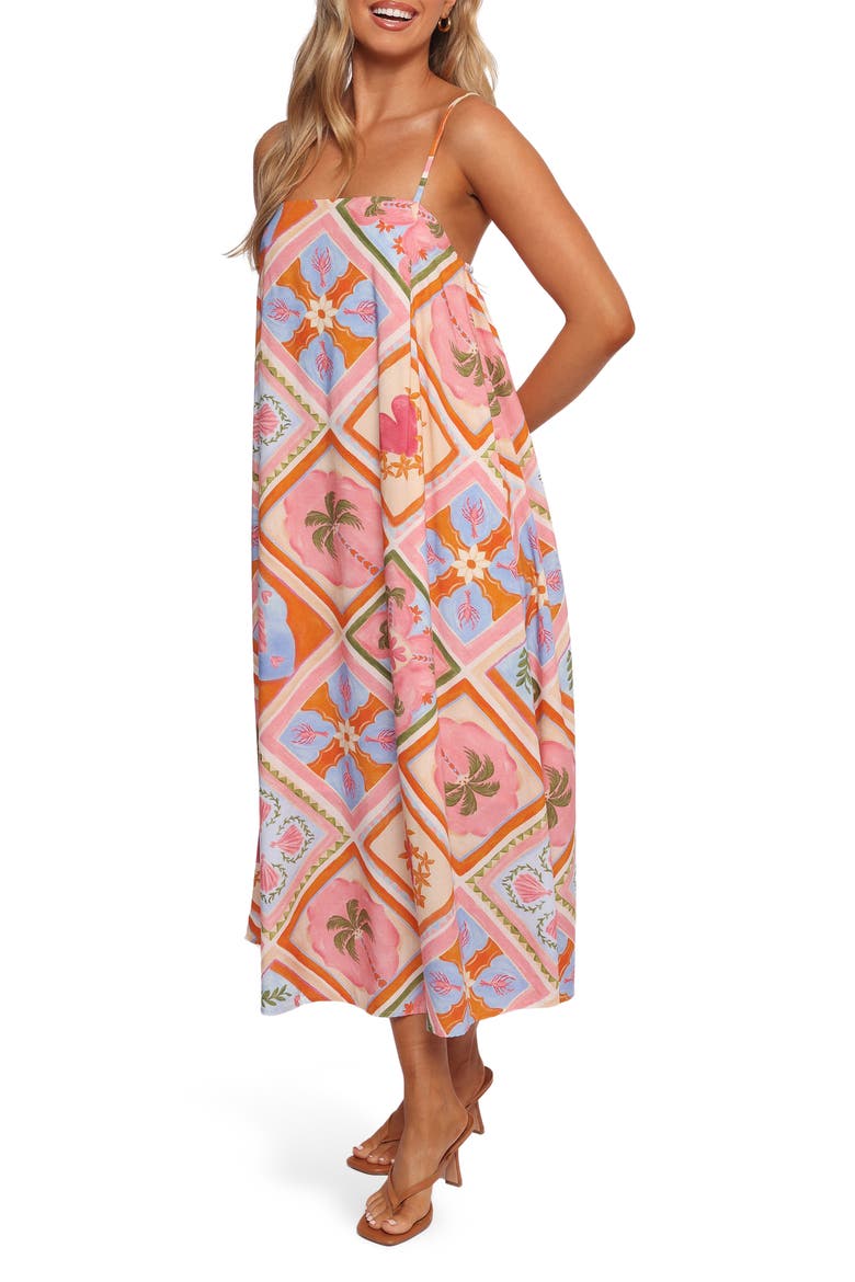 Gisela Print Sundress, Alternate, color, MULTI TILE