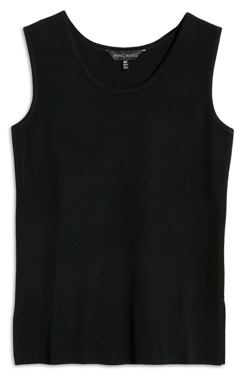 Ming Wang Scoop Neck Sweater Tank, Alternate, color, Black