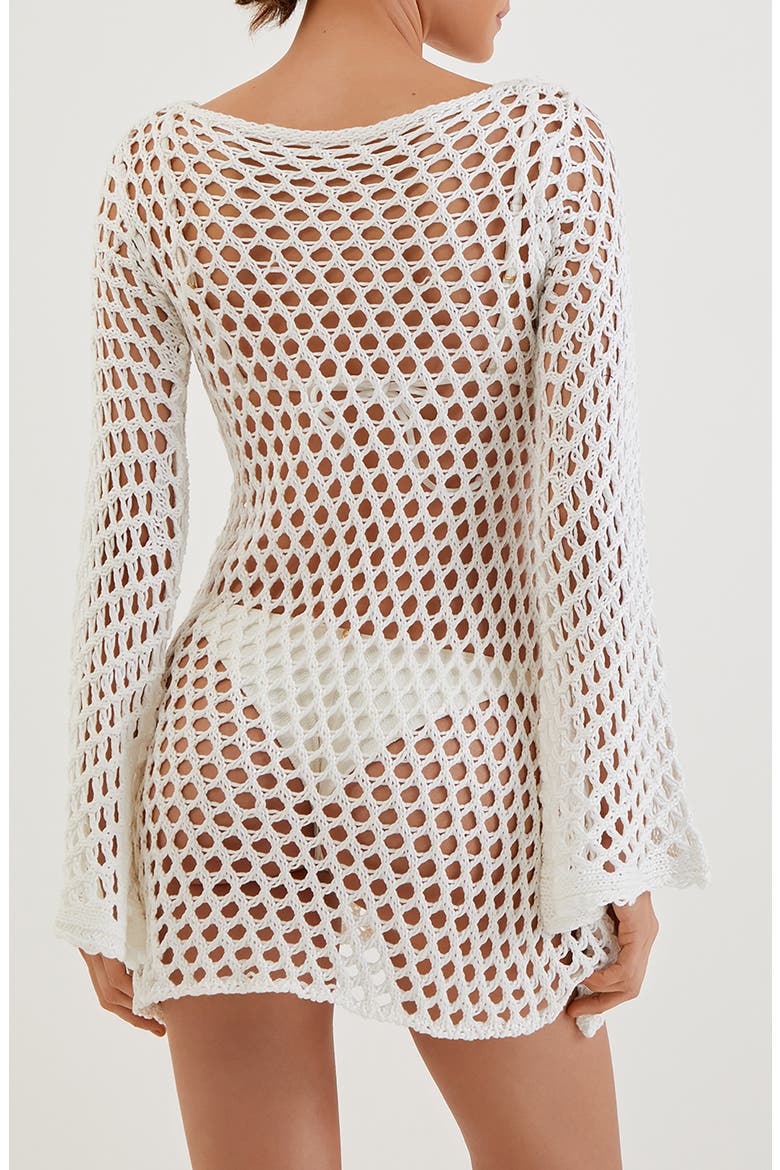 Belle Crochet Long Sleeve Cover-Up Dress, Alternate, color, OFF WHITE