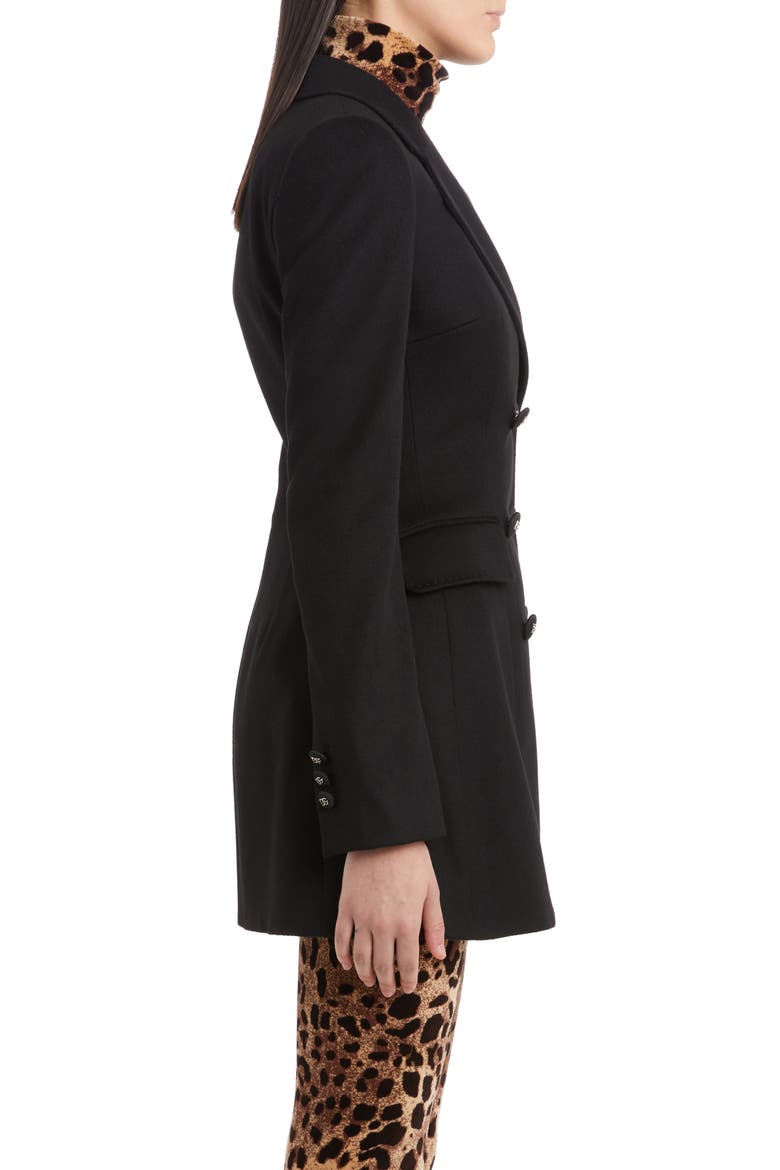 Double Breasted Virgin Wool & Cashmere Jacket, Alternate, color, BLACK