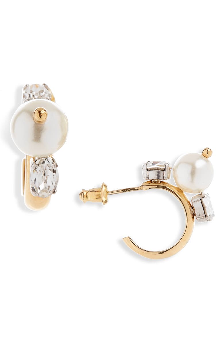 Simone Rocha Crystal & Imitation Pearl Hoop Earrings, Main, color,