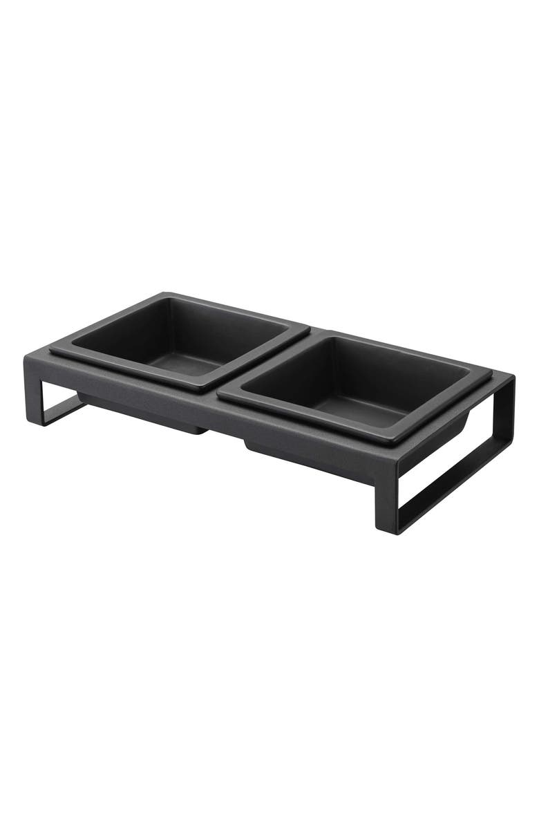 Yamazaki Short Elevated Double Bowl Pet Diner, Main, color, Black