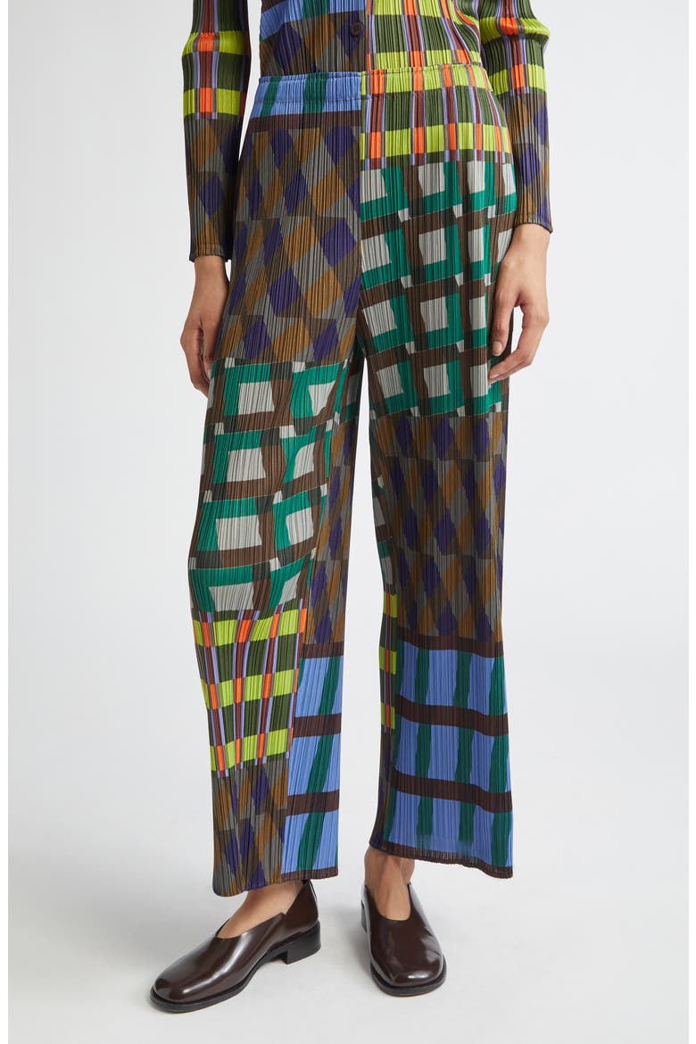 Pleats Please Issey Miyake Harmony Pleated Wide Leg Pants (Women