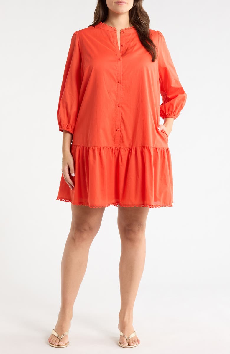 SUGARLIPS Yamila Ruffle Cotton Minidress, Main, color, Tomato