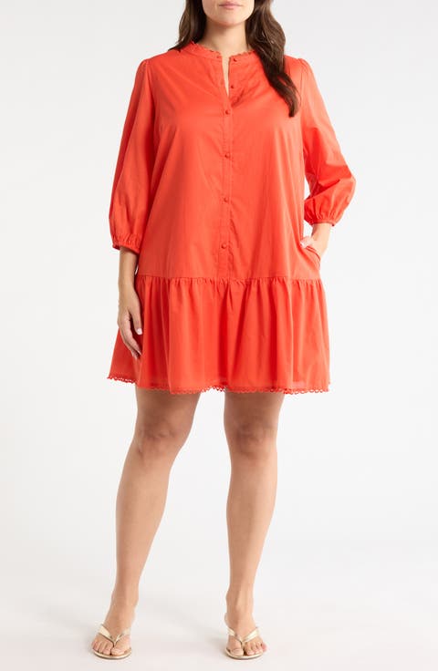 Yamila Ruffle Cotton Minidress (Plus)