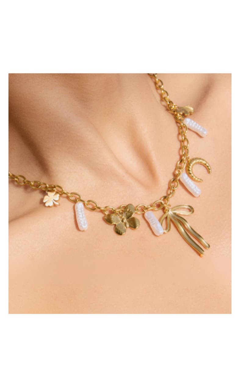 MacRae & Co. Leslie Faux Pearl Charm Necklace, Alternate, color, Gold