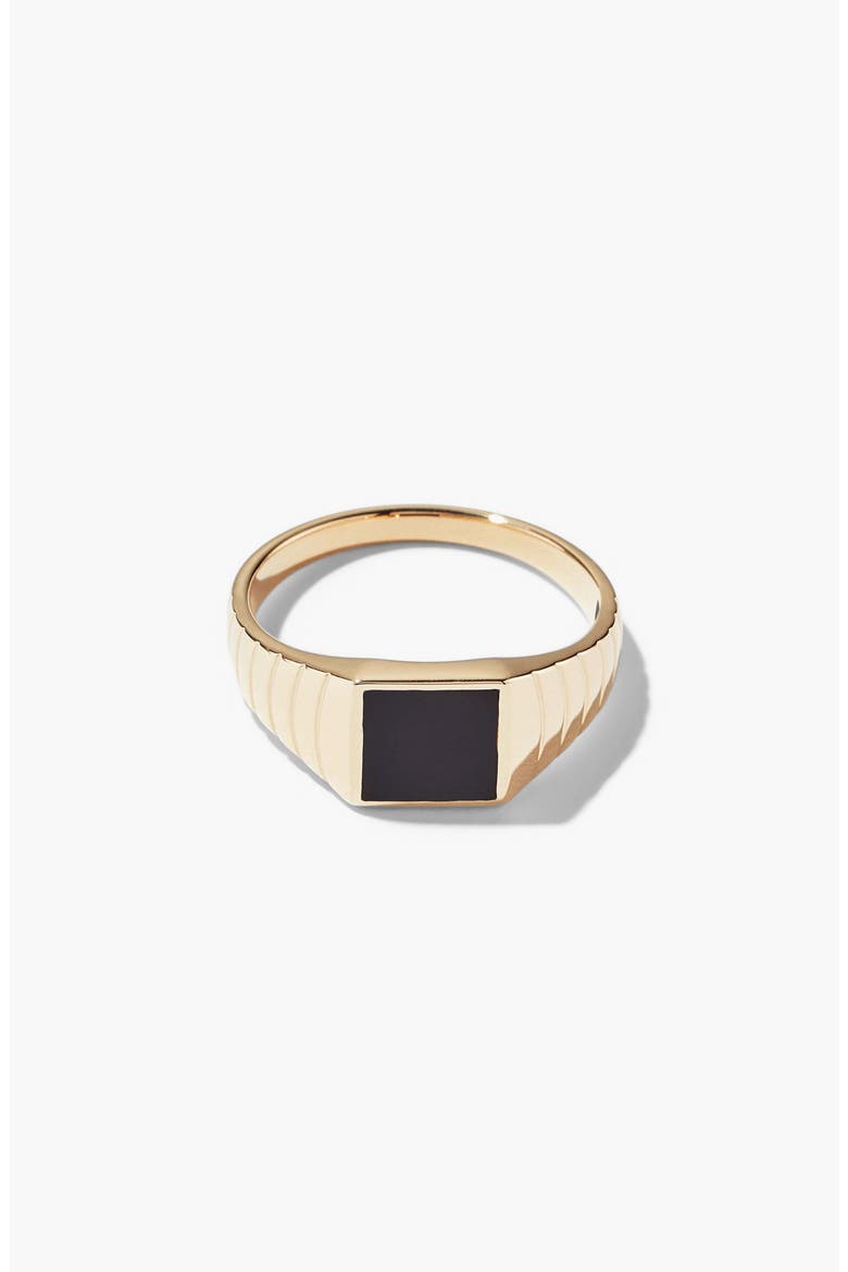 Black Onyx Square Signet Ring, Main, color, 14K Yellow Gold