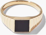 MEJURI Black Onyx Square Signet Ring