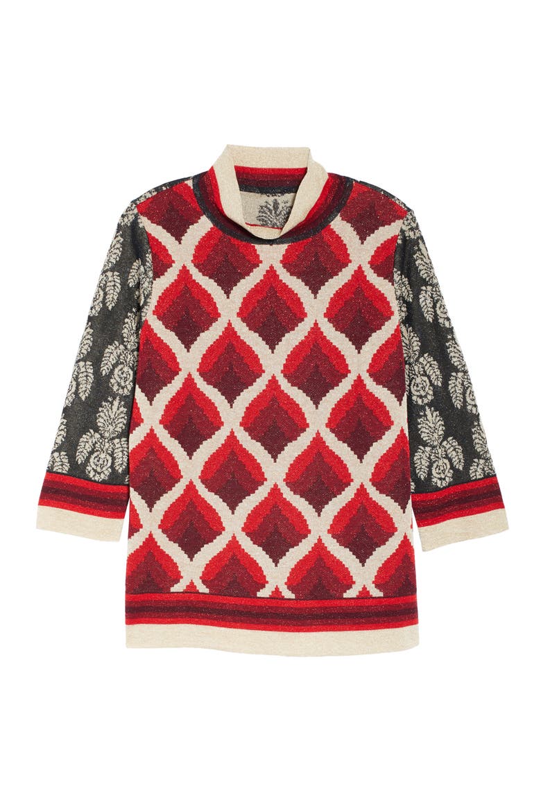 Audrey Jacquard Sweater, Alternate, color, BORDEAUX