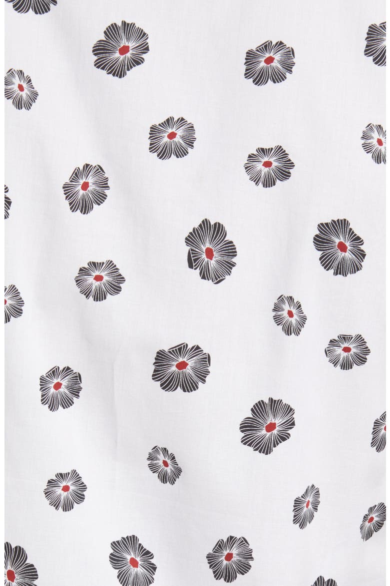 Floral Short Sleeve Stretch Button-Up Shirt, Alternate, color, WHITE