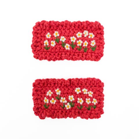 2pc Hand-Crocheted Floral Clip Set