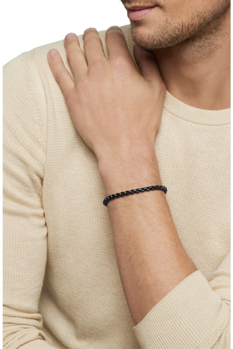 Men's Box Chain Bracelet in Darkened Stainless Steel, 5mm, Alternate, color, STAINLESS STEEL
