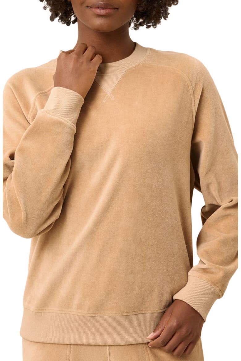 Pure Velour Crew Sweatshirt, Alternate, color, Sesame