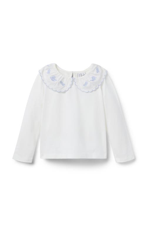 Janie And Jack Embroidered Collar Top In White