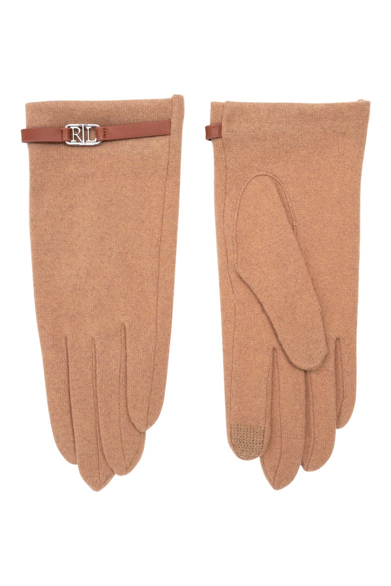 Oval Logo Bracelet Wool & Cashmere Blend Gloves, Alternate, color, CLASSIC CAMEL