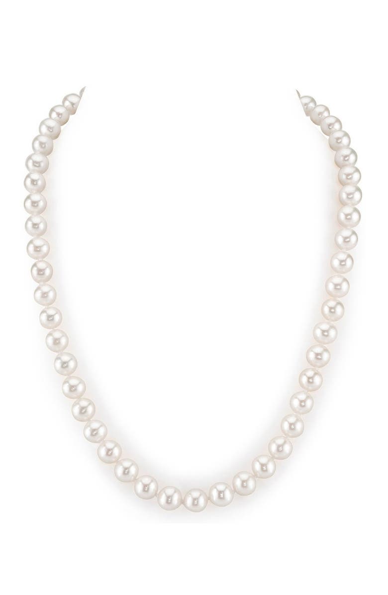 The Pearl Source Freshwater Pearl Necklace 7.5-8.5mm, Main, color, White Gold - Gabriella Clasp