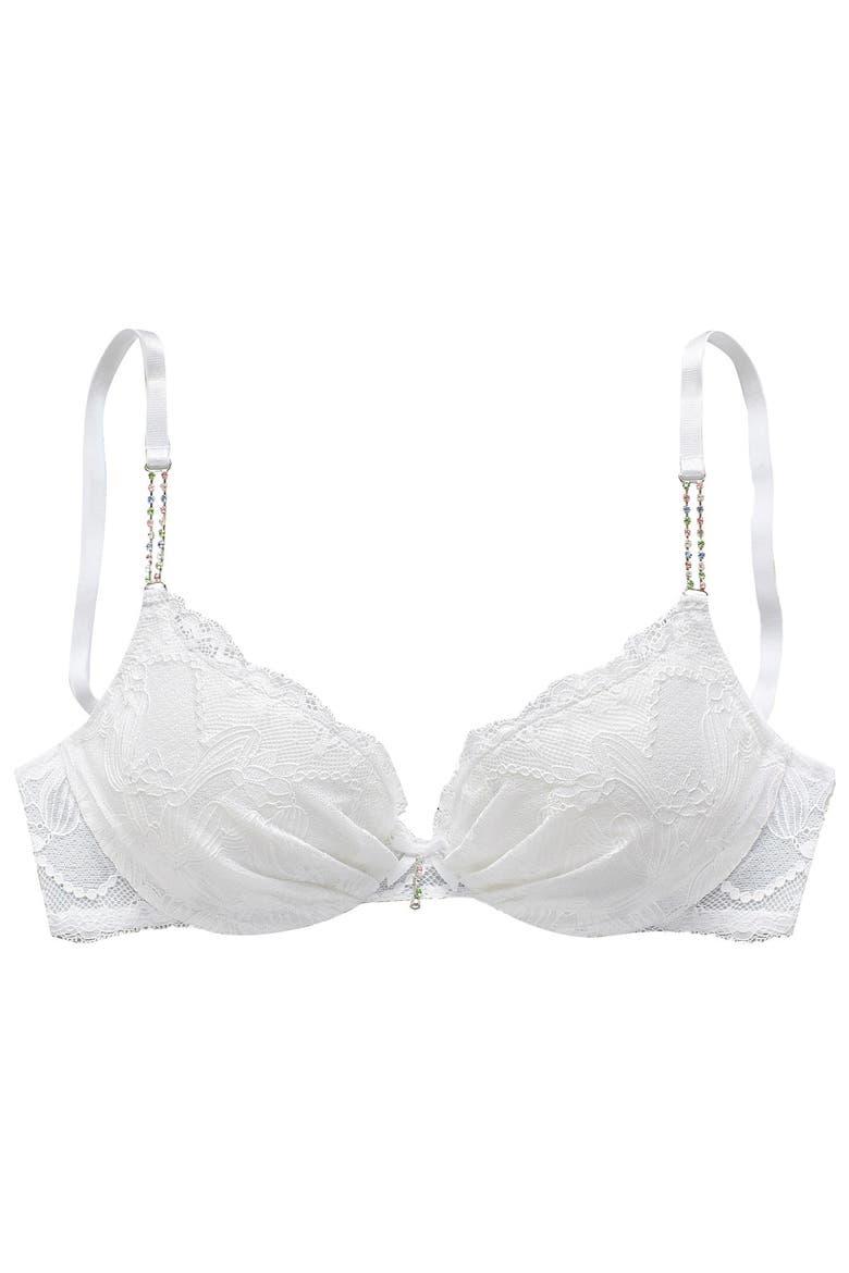 Rhinestone Lace Push Up Bra, Alternate, color, White