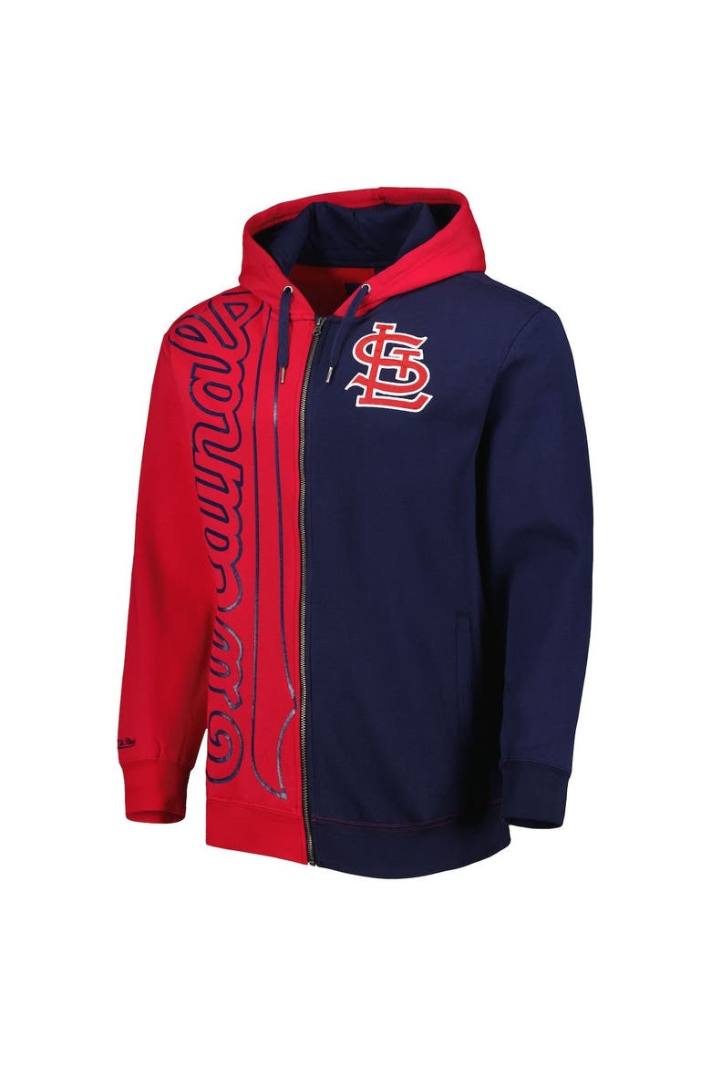 Men's Mitchell & Ness Red/Navy St. Louis Cardinals Fleece Full-Zip Hoodie, Alternate, color, Red