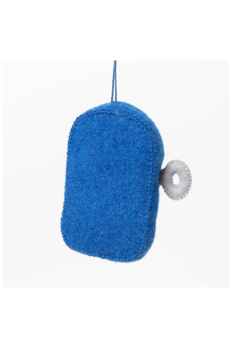 Tin of Sardines Ornament, Alternate, color, BLUE