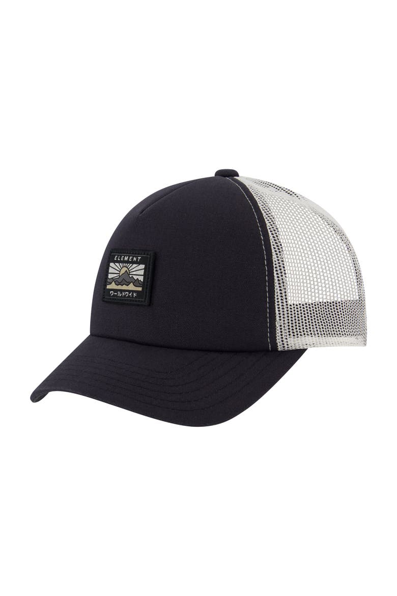 Logo Trucker Hat with Mesh Back and Snapback Closure, Main, color, DARK NAVY