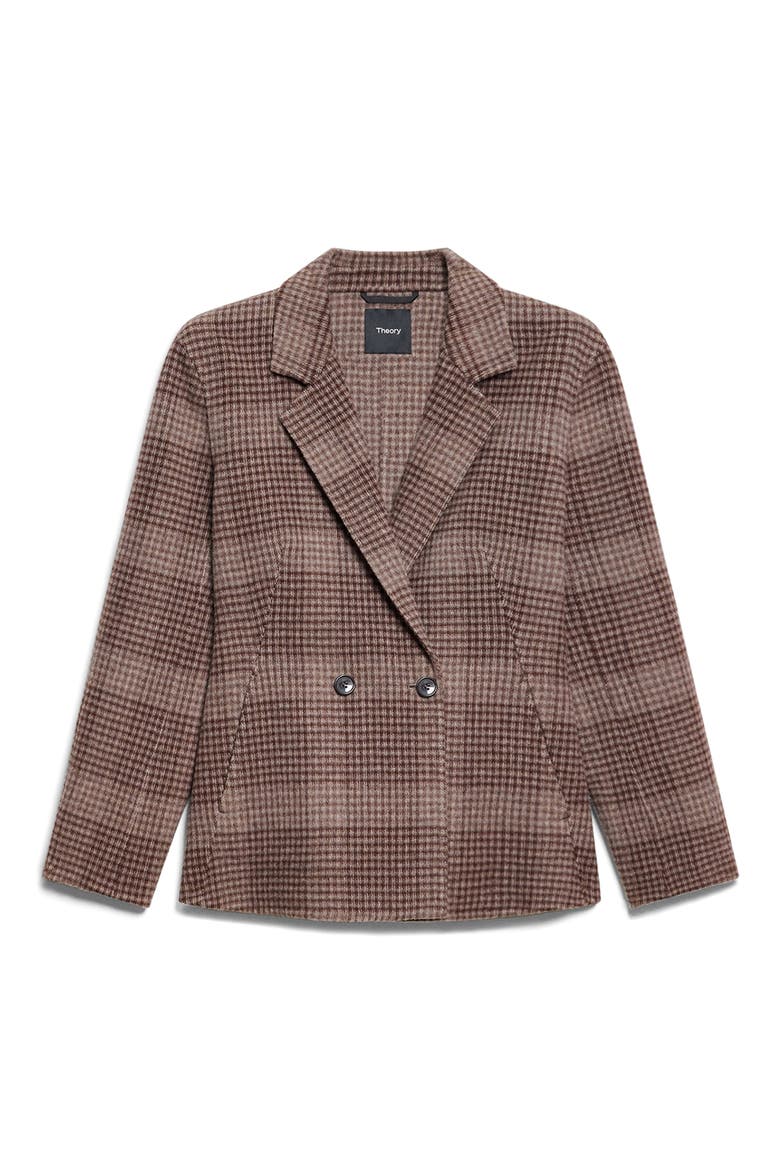Plaid Double Breasted Wool & Cashmere Coat, Alternate, color, MAHOGANY MULTI