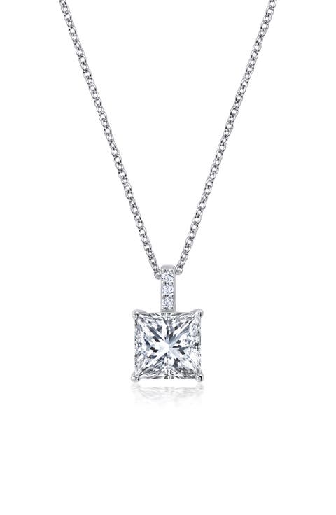 Brilliant Radiant Cut Cubic Zirconia Pendant Necklace