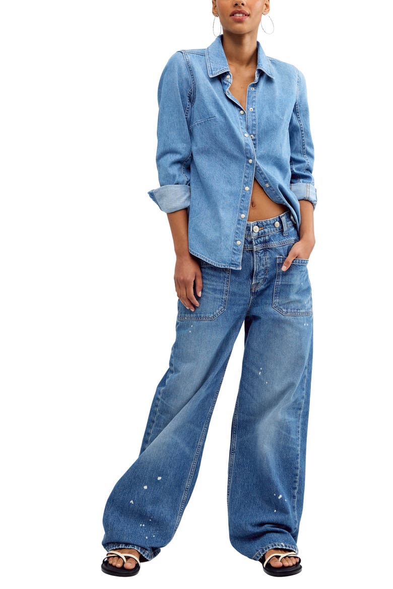Benny Slim Denim Shirt, Alternate, color, HARBOR BLUE