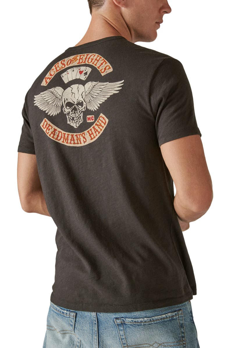 Lucky Brand Aces Over Eights Cotton Graphic T-Shirt, Alternate, color, Jet Black