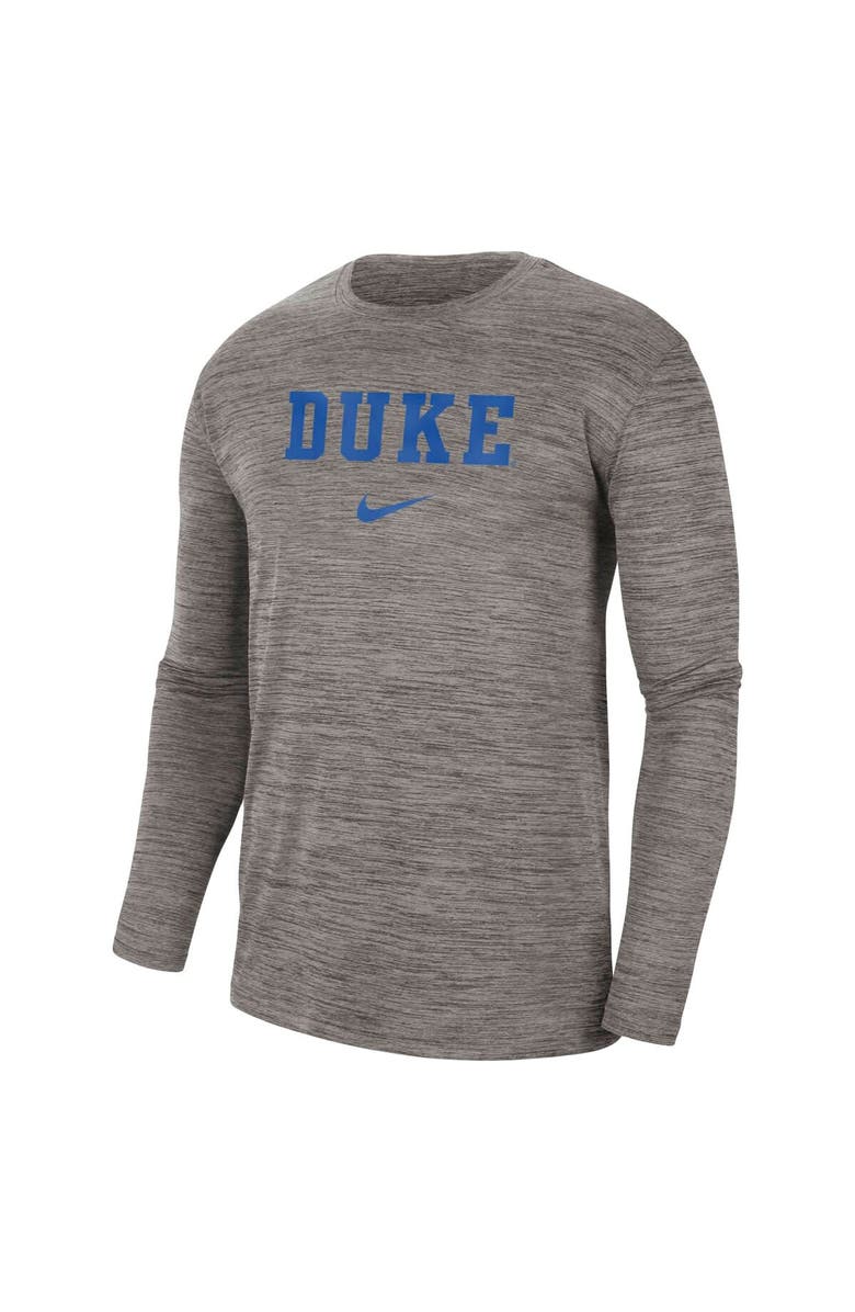 Nike Men's Nike Heather Gray Duke Blue Devils Team Velocity Performance Long Sleeve T-Shirt, Alternate, color,