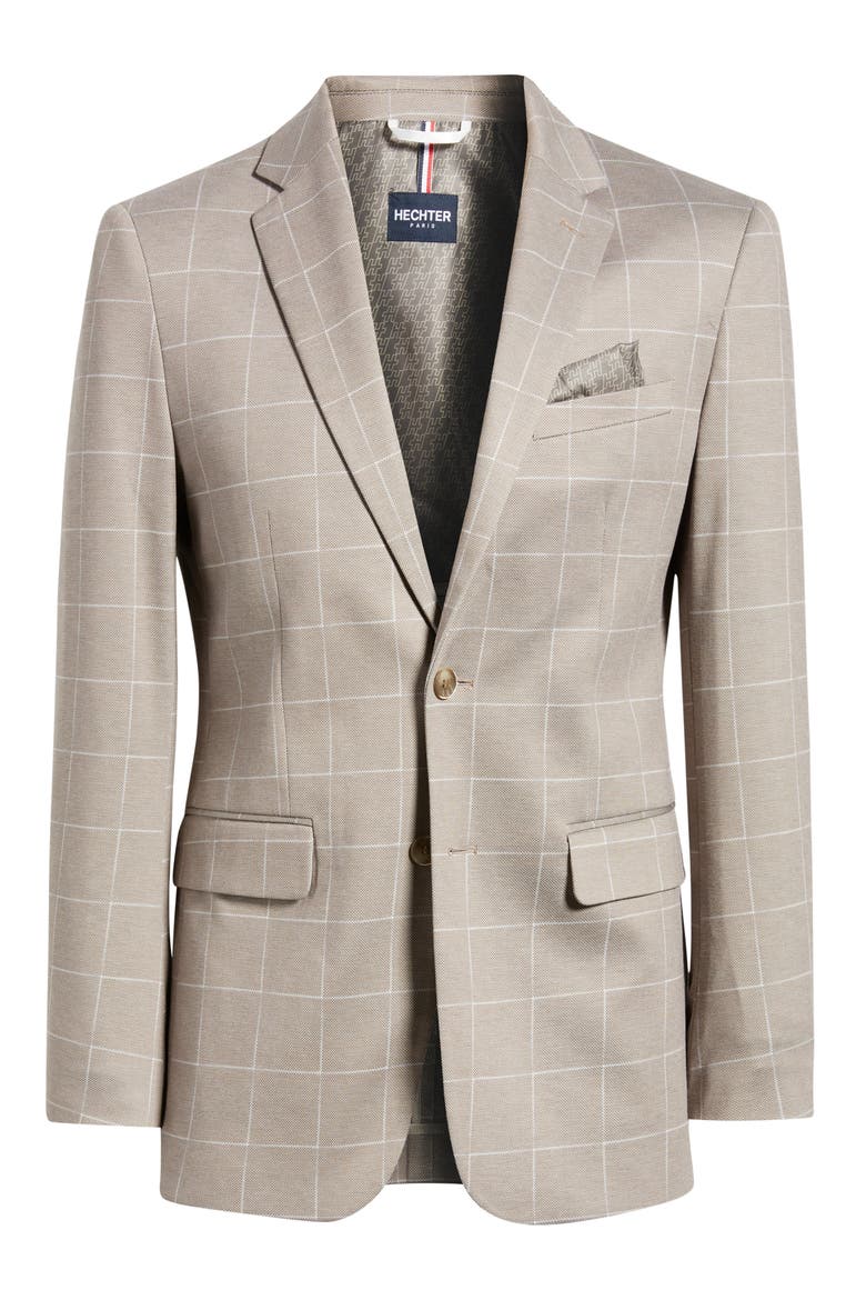 Tan Windowpane Check Knit Sport Coat, Alternate, color, TAN