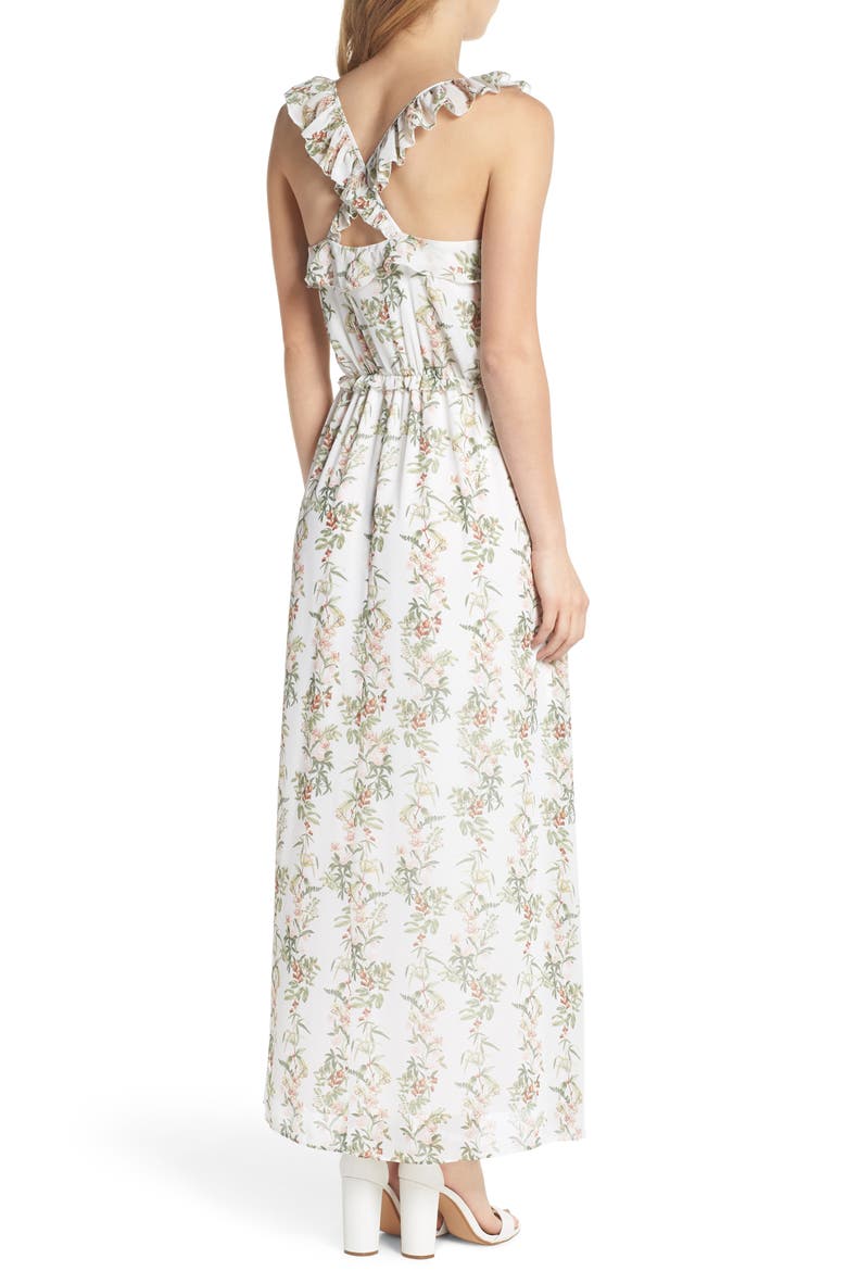 Isabella Floral Stripe Cross Back Maxi Dress, Alternate, color, ECRU/ ROSE