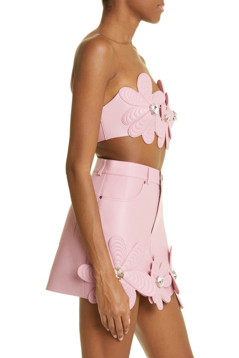 Mussel Flower Leather Bandeau Top, Alternate, color, LIGHT PINK