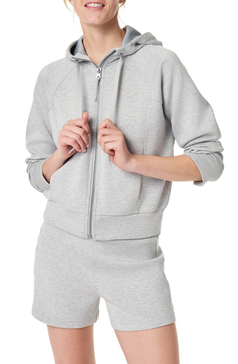 SPANX<sup>®</sup> AirEssentials Zip-Up Hoodie, Main, color, Light Grey Heather