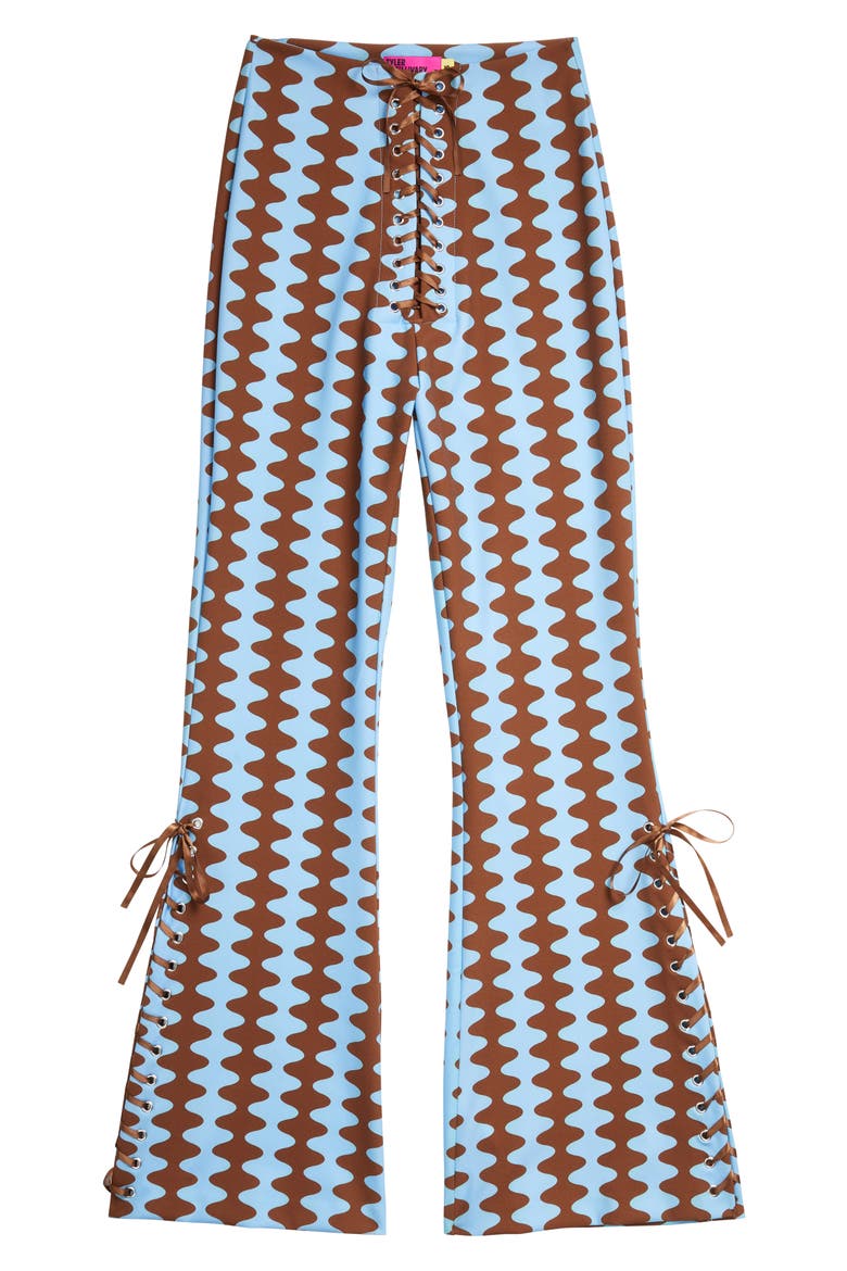 Tyler MicGillivary Samara High Rise Flare Pants, Main, color, BLUE/ BROWN