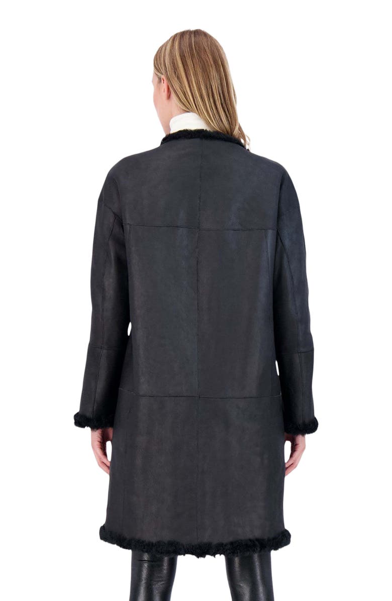 GORSKI Reversible Collarless Shearling Short Coat, Alternate, color, Black/Black