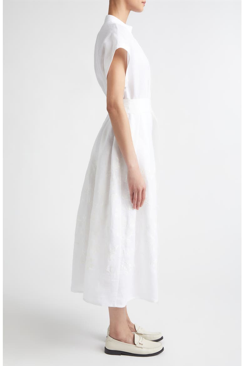 Embroidered Linen Shirtdress, Alternate, color, WHITE