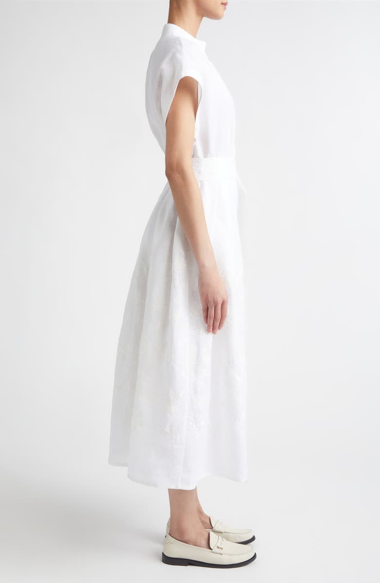 Eleventy Embroidered Linen Shirtdress, Alternate, color, White