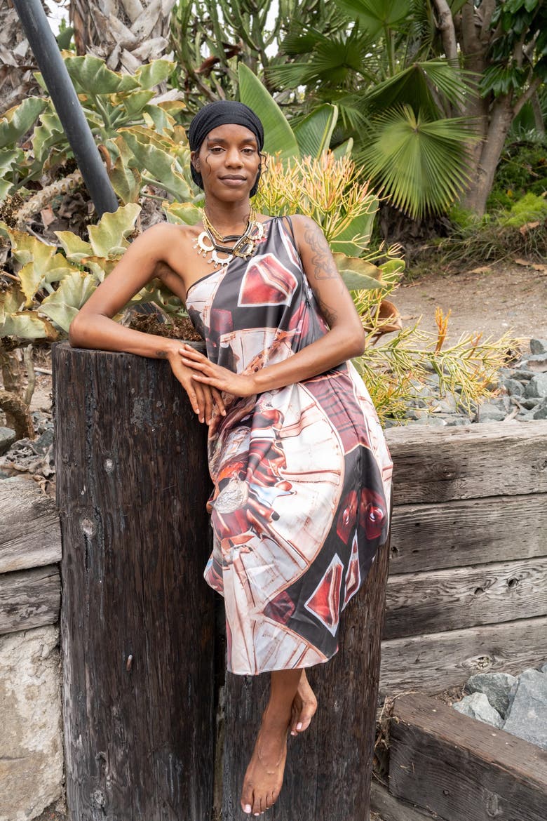 Machina Afrofuturism Halter Dress, Alternate, color, Multicolor