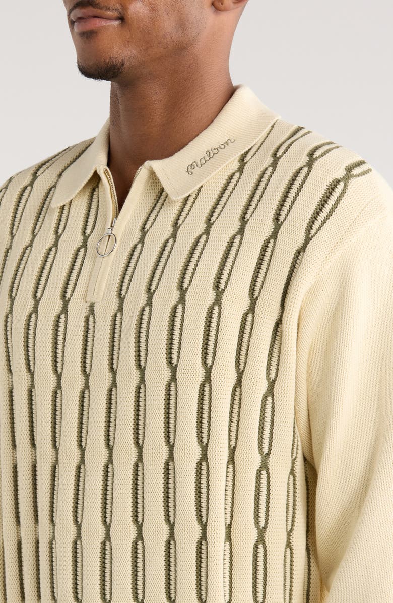 Malbon Golf Links Cotton Quarter Zip Polo Sweater, Alternate, color, Beige