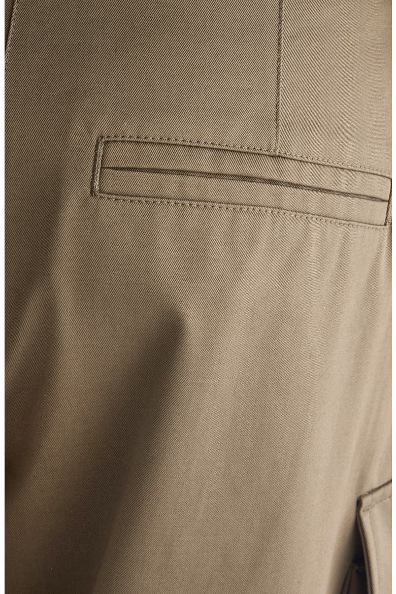 Belted Cotton Twill Barrel Leg Cargo Trousers, Alternate, color, KHAKI GREEN