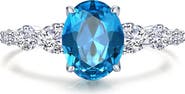 Lafonn Oval Simulated Blue Topaz & Pear Cut Simulated Diamond Ring