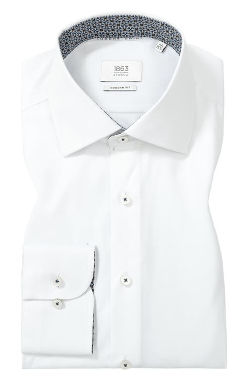 1863 By Eterna Modern Fit White Cotton Twill Dress Shirt In White