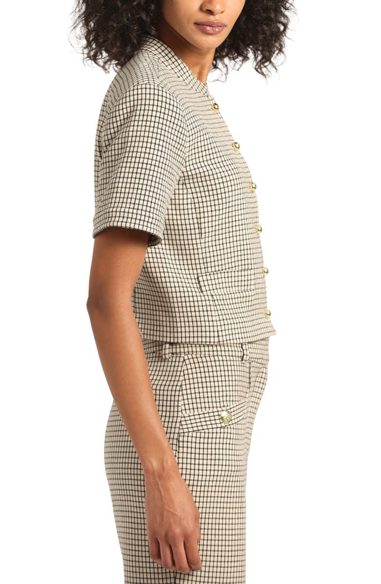 Derek Lam 10 Crosby Grace Short Sleeve Jacket, Alternate, color, Biscuit Multi